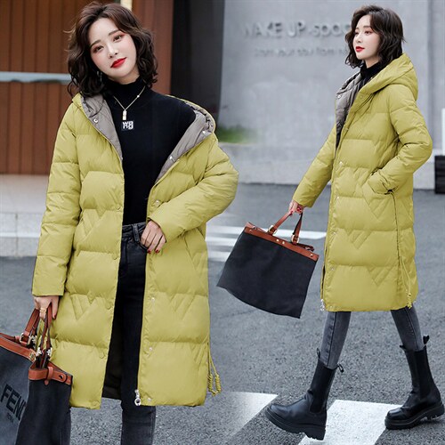 新冬装2022长款羽绒服服韩版时尚束腰款女羽绒服外套90%大气款,女装羽绒服,卡杰菲