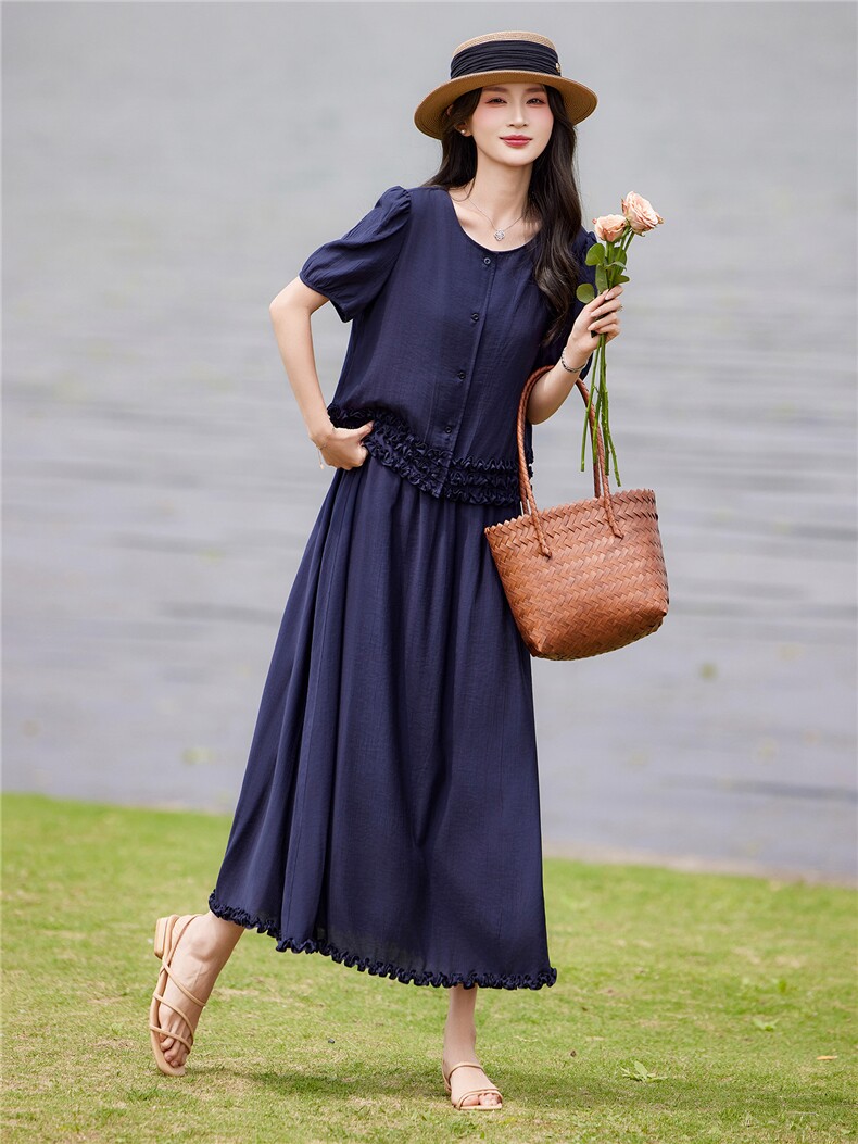 现货2026年夏季休闲风修身剪裁宽松型女通用型两件套轻薄透气,女装套装/套裙,靓衣阁