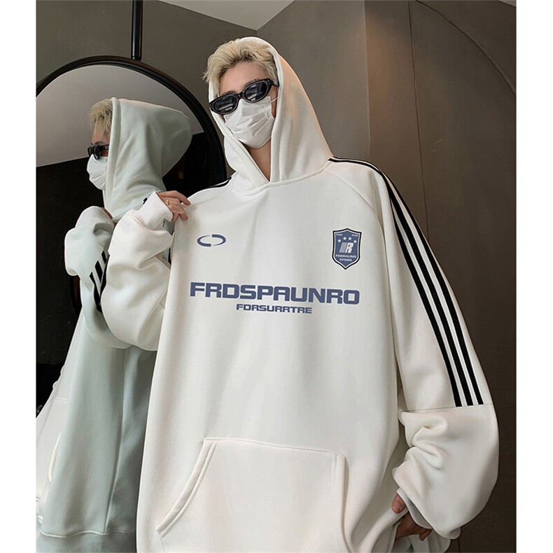 抖音得物供货提供视频秋冬重磅美式宽松织带连帽卫衣04222，男装卫衣，电商A486