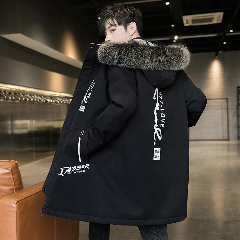 不断货男士派克服中长款棉衣加绒加厚风衣连帽外套JR917-P90，男装风衣，星座301D(原星座1004-8）