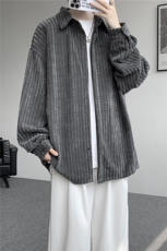 8XL-M鱼骨纹小香风衬衫男生春秋衬衣宽松慵懒垂感外套CS29009P45，男装衬衫，电商B312