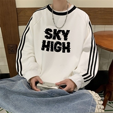 美式三杠条纹复圆领卫衣秋冬男女宽松长袖SW2478-P45控6850棉，男装卫衣，电商B370