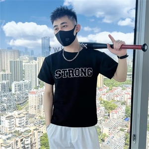短袖t恤男士夏季高级感半袖体恤圆领刺绣半袖衫修身上衣 T218图片