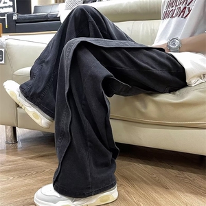 炸街痞帅ins拖地牛仔裤美式高街男oversize宽松阔腿裤N3325-P50图片