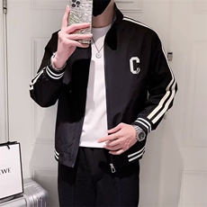hansbenny秋冬季日系拉链立领卫衣男装外套纯棉毛圈复古风潮牌男，女装短外套，星座506A