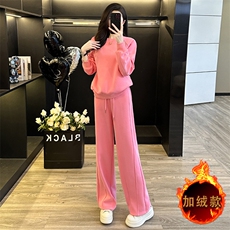 时尚洋气减龄加绒加厚卫衣阔腿裤套装，女装套装/套裙，江南
