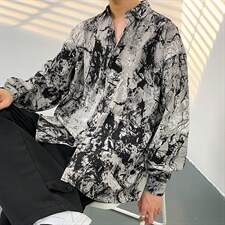 2025秋季长袖衬衫男青少年渐变迷彩衬衫百搭痞帅衬衣CS2317-P35，男装衬衫，电商A062