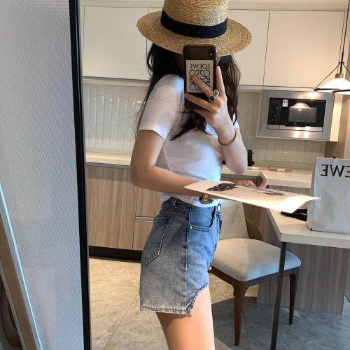 不规则牛仔短裤，女装，XTZ style