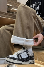 灯芯绒裤子男冬季潮牌褶皱加绒加厚宽松痞帅阔腿拖地美式伞兵长裤，男装休闲裤，电商A309