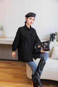 秋季欧版休闲百搭衬衫女中长款，女装衬衫，起奢