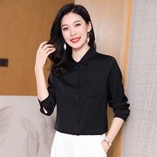 真丝春装优雅气质真丝衬衫女短袖宽松显瘦印花上衣时尚，女装衬衫，阿舍尔精品