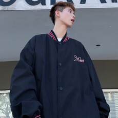 F410P55美式复古外套女夹克街头潮牌宽松条纹撞色刺绣棒球服上衣，男装夹克，星座512-6