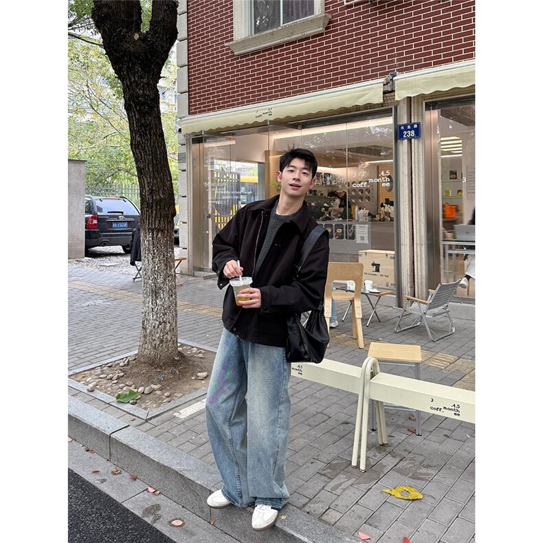 夹克外套男款翻领拉链美式高街复古工装外搭上衣JW1051-P78,男装夹克,星座208-5