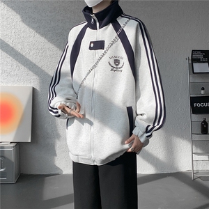 WY10190-特P60 420g重磅-高品质-条纹设计感大码保暖卫衣外套男图片