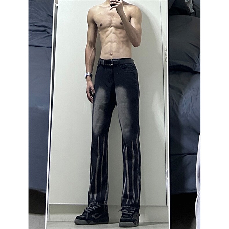 美式ins高街hiphop微喇扎染牛仔裤货号K2313P55控78,男装牛仔裤,电商A063
