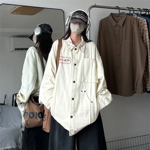 F444P60美式潮牌秋季新款中性复古刺绣工装外套情侣装休闲图片