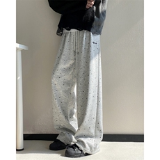 2025冬季新款潮流加绒波点印花宽松卫裤B315-K857JR-特p40控78，男装休闲裤，电商B315