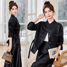 大量现货新款2026年春季时尚收腰显瘦高级感皮衣外套=+，女装皮衣，蓝诺裳