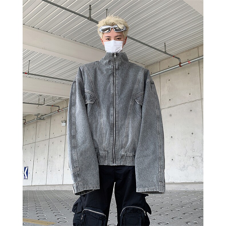 2025秋易如反掌夹克解构水洗倒装分割立领牛仔夹克A025-Y66-P88,男装夹克,电商A025