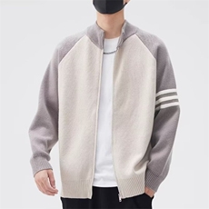 开衫毛衣男春秋季2025潮牌立领撞色针织外套男生休闲毛线衣服冬装，男装针织衫/毛衣，星座1210-1