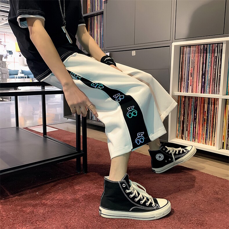 2023夏装新款港风休闲薄款反光小熊拉链七分裤B221-LK21128-P45,男装休闲裤,电商B221