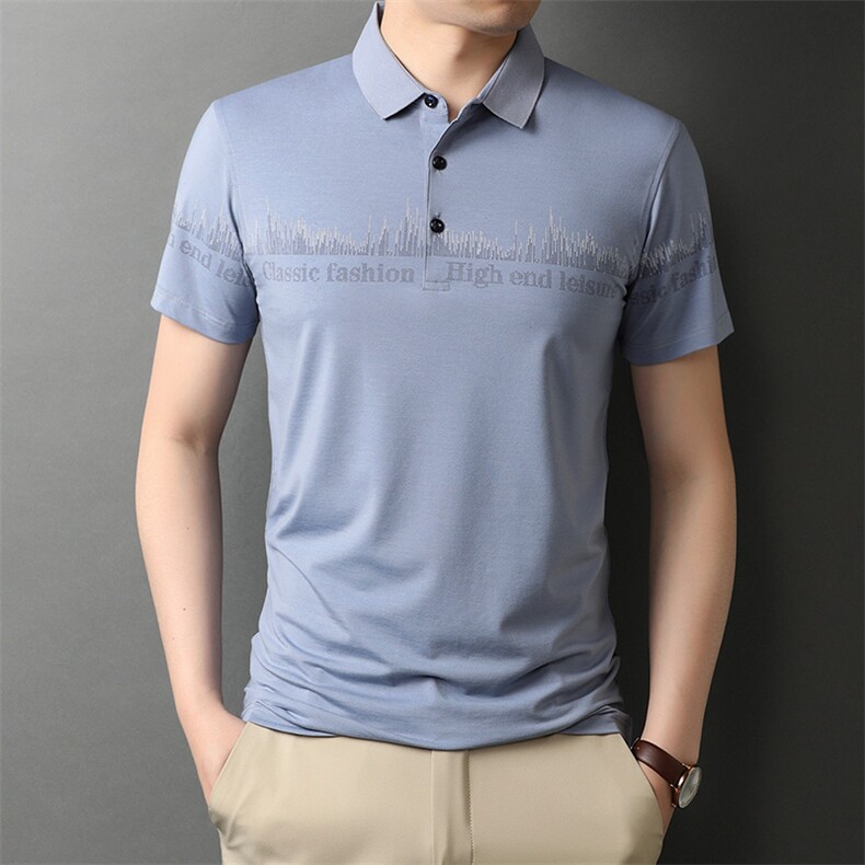 夏季新款男士翻领短袖t恤中年有领男装上衣服休闲POLO衫图片