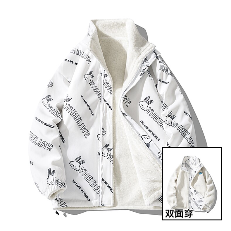 FJ05-P69双面现货羊羔毛加厚外套男宽松翻领棉袄冬季潮棉衣,男装棉衣,电商A456（原C415）