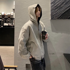 抖音得物高品质二开 25秋冬美式重磅宽松结构双面连帽卫衣外套W68图片