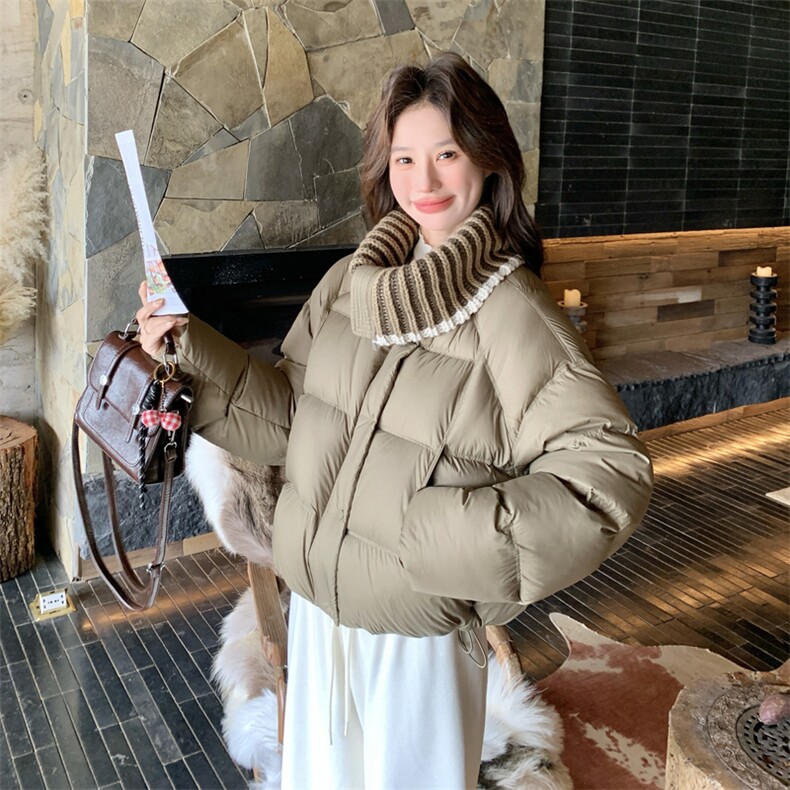 ：冬装新款时尚百搭针织大毛领加厚羽绒服2C135-8937P255K378,女装羽绒服,2C135