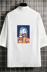 HF59042-P40风汉服男开衫外套七分袖道袍网格挂拍，男装民族服装，电商A040A