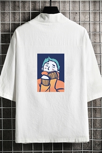 HF59042-P40风汉服男开衫外套七分袖道袍 网格挂拍图片