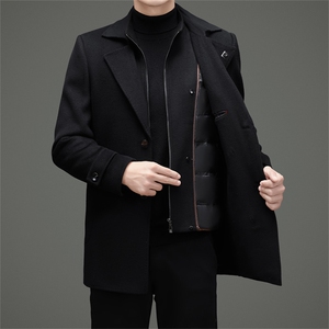 【皮尔卡丹专版】主推男士双面呢羽绒服脱卸90%羽绒内胆大衣