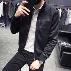 加厚主推款麂皮绒铆钉修身夹克外套男潮JK61-P115-加棉P125，男装夹克，电商C301