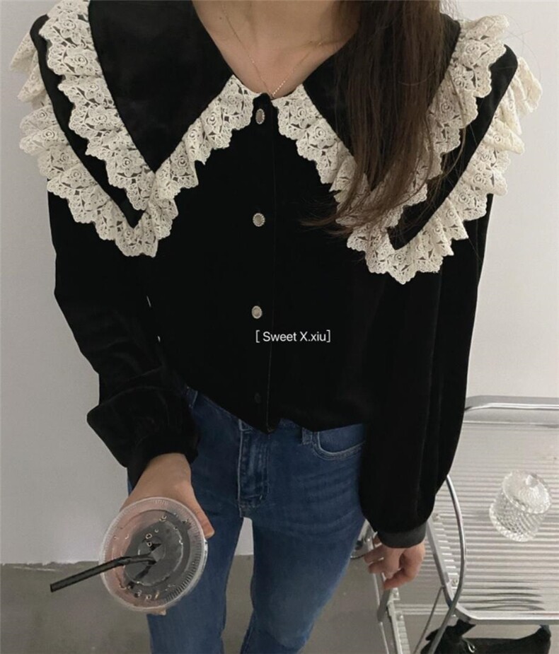 21987。双领金丝绒衬衣，其它，新袖