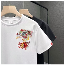 夏季重磅纯棉刺绣短袖T恤衫男生青年高品质时尚休闲T恤上衣，男装T恤，星座1013