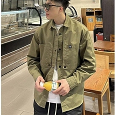 新款美式休闲长袖上衣时尚潮牌翻领衬衫春秋季LS2240P45，男装衬衫，星座1013-5