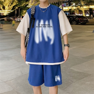 冰感华夫格冰丝套装潮流休闲短袖短裤两件套FTZ3063-P55控78图片