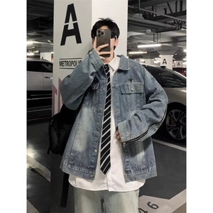 JK8609-P59 美式复古水洗牛仔外套男春季设计感潮牌高街情侣宽松图片