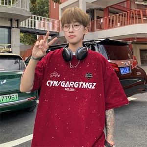 可48小时发货支持抖音得物来样二开 美式满天星亮片短袖T恤MTX677图片