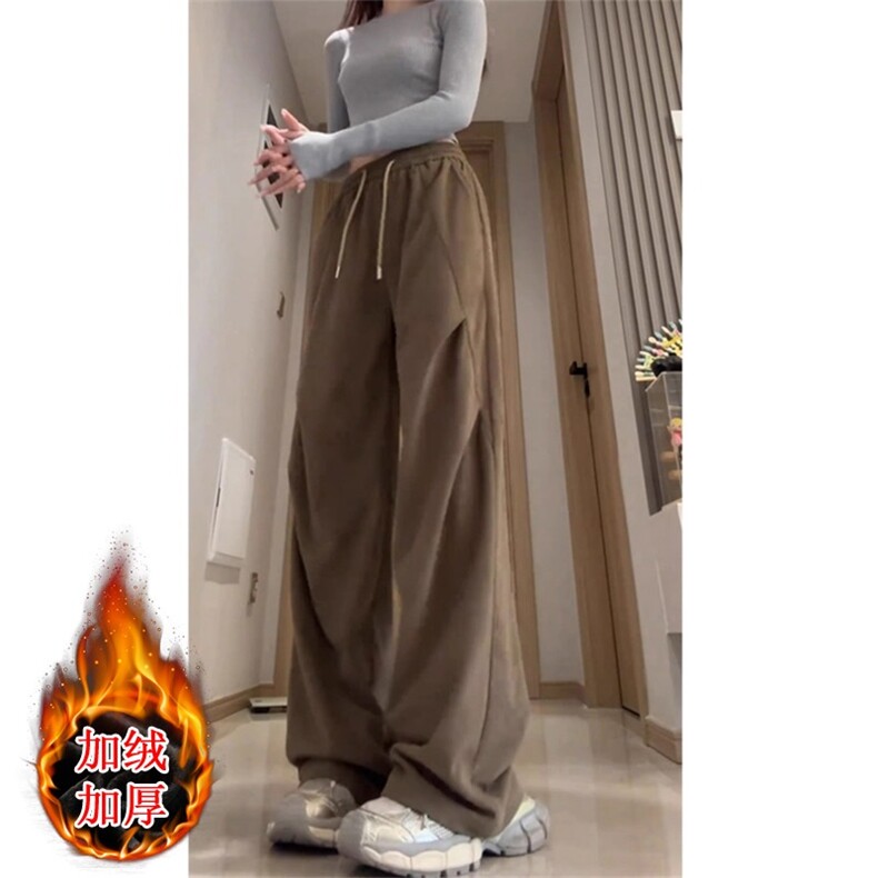 秋冬加绒加厚休闲裤宽松直筒阔腿裤美式复古裤子男XZK518-P43,男装卫衣,星座208-5