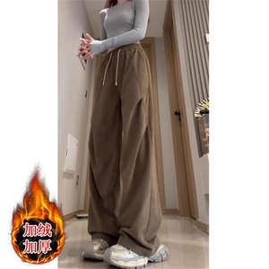 秋冬加绒加厚休闲裤宽松直筒阔腿裤美式复古裤子男XZK518-P43