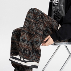 8XL-M羊羔绒裤子男冬季加绒加厚民族风重磅针织棉裤大码KZ023P78，男装休闲裤，电商B312