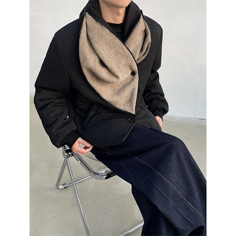 现货！25立体裁剪仿水掉毛青果领外套短款厚棉服MJ1065-P168,男装棉衣,电商B288