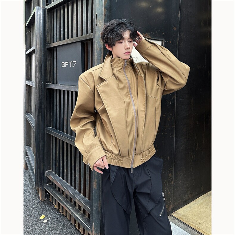 25春季姜黄假两件设计感夹克外套JK76-P128,男装夹克,电商B288