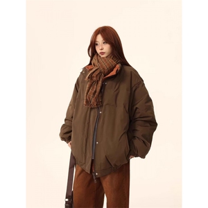 MA663-P93网图日系复古双面穿立领面包服棉服美拉德色系宽松棉衣图片