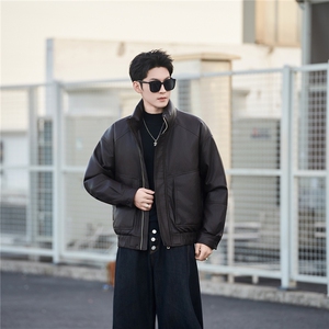 标50绒 皮羽绒服男士立领短款外套 8529-P235(控券后318)图片