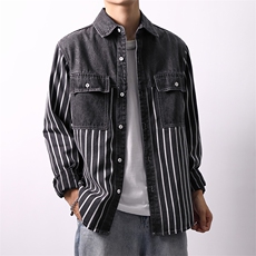 秋季流行男牛仔衬衣宽松纯棉休闲长袖衬衫外套XZ310B-3-CY957-P60，男装衬衫，星座310B-3