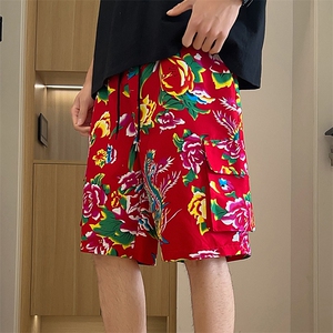 D2男士大码休闲工装短裤沙滩裤男女东北大花裤宽松口袋风潮男图片