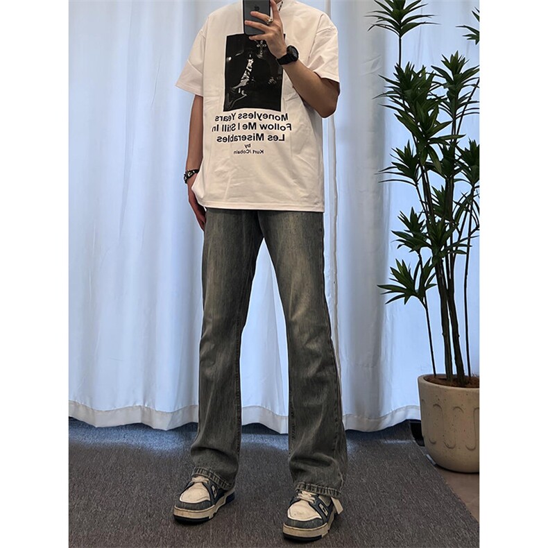 cleanfit裤子高街潮牌水洗微喇叭牛仔裤NZ05,男装牛仔裤,星座310A-4