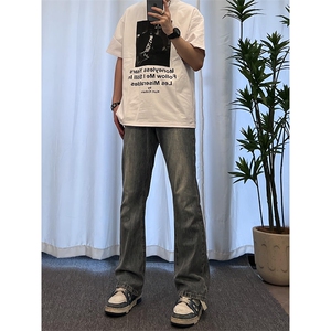 cleanfit裤子高街潮牌水洗微喇叭牛仔裤NZ05图片